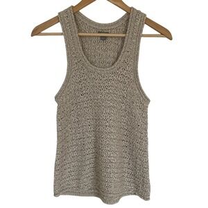 Aerie Women's Beige Knit Crochet Tank Top Size Medium Tan Classic Summer Coastal